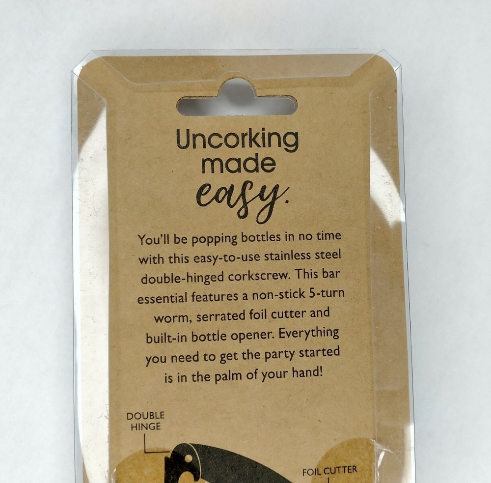 Double Hinged Corkscrew Pour Decisions Portable Purse Cork Screw