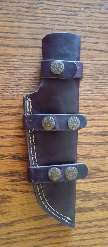 Large 9"  Custom Made Thick Leather Tracker Knife Sheath Dark Brown -EC