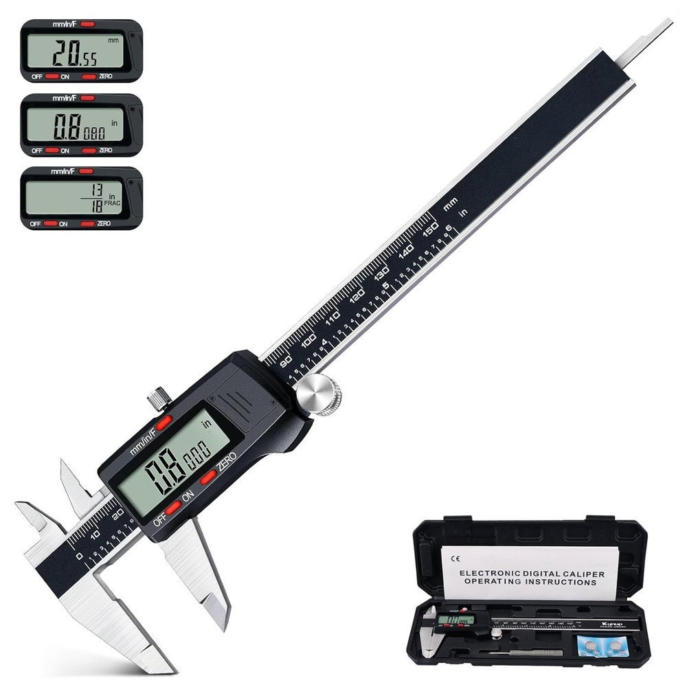 Precision Stainless Steel Digital Caliper - 3-Unit Conversion & Auto Off Feature