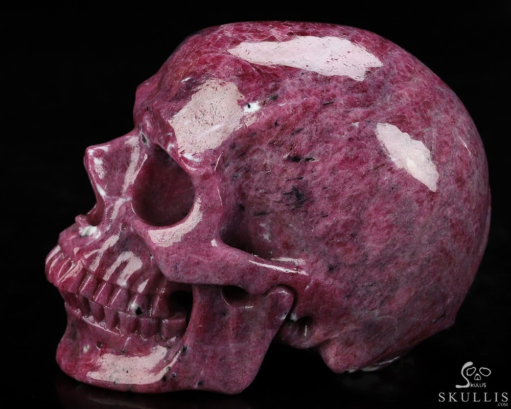 Gemstone 4.3" Ruby Hand Carved Crystal Skull, Super Realistic