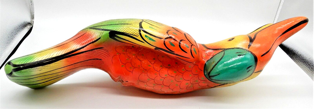 Large Hanging Perched Pottery Parrot 19" Long