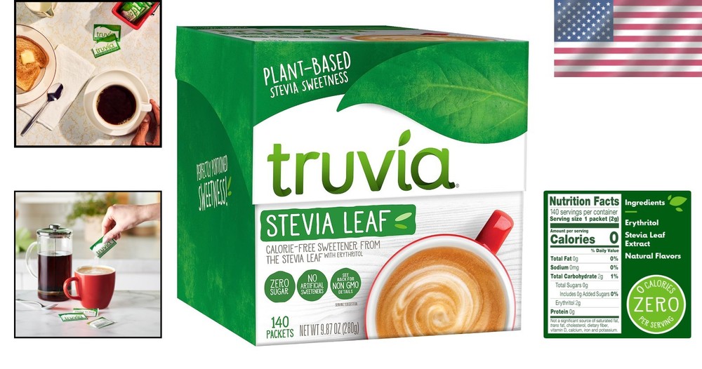 Stevia Leaf Sweetener Packets - 140 Count for Weight Management & Cravings