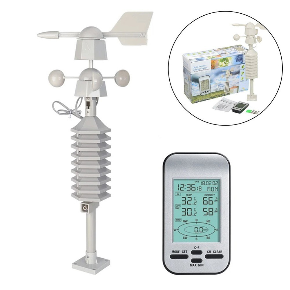 Compact Weather Meter with Wireless Anemometer and Temperature Display