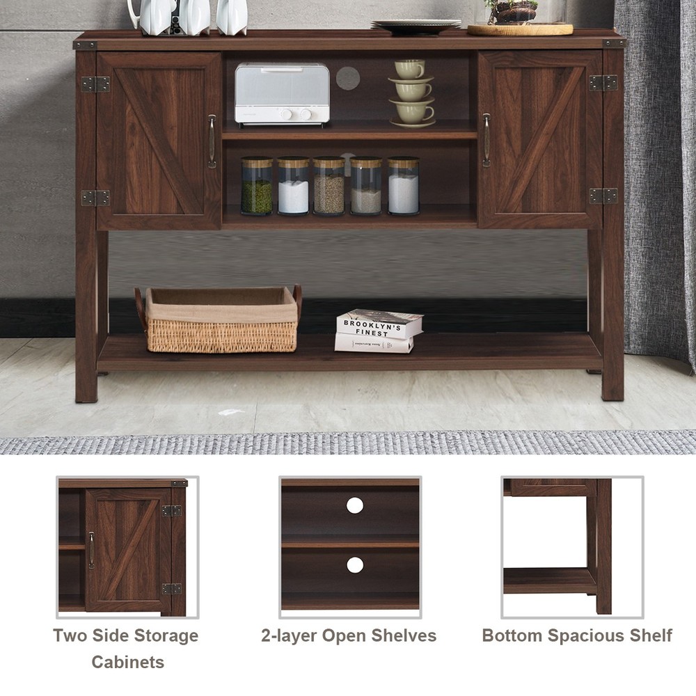 Costway Console Table Sideboard Buffet TV Stand w/ Storage Cabinets Bottom Shelf