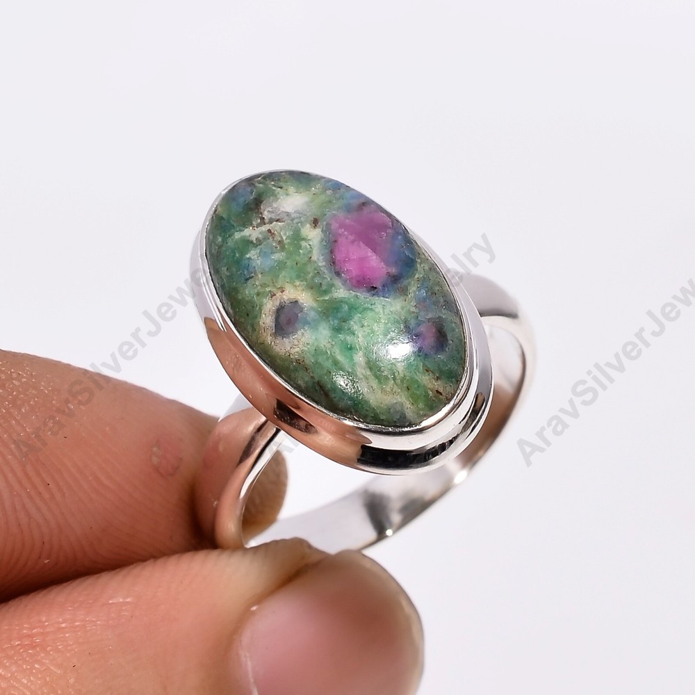 Ruby Fuchsite Gemstone Ring Handmade 925 Sterling Silver Jewelry Ring