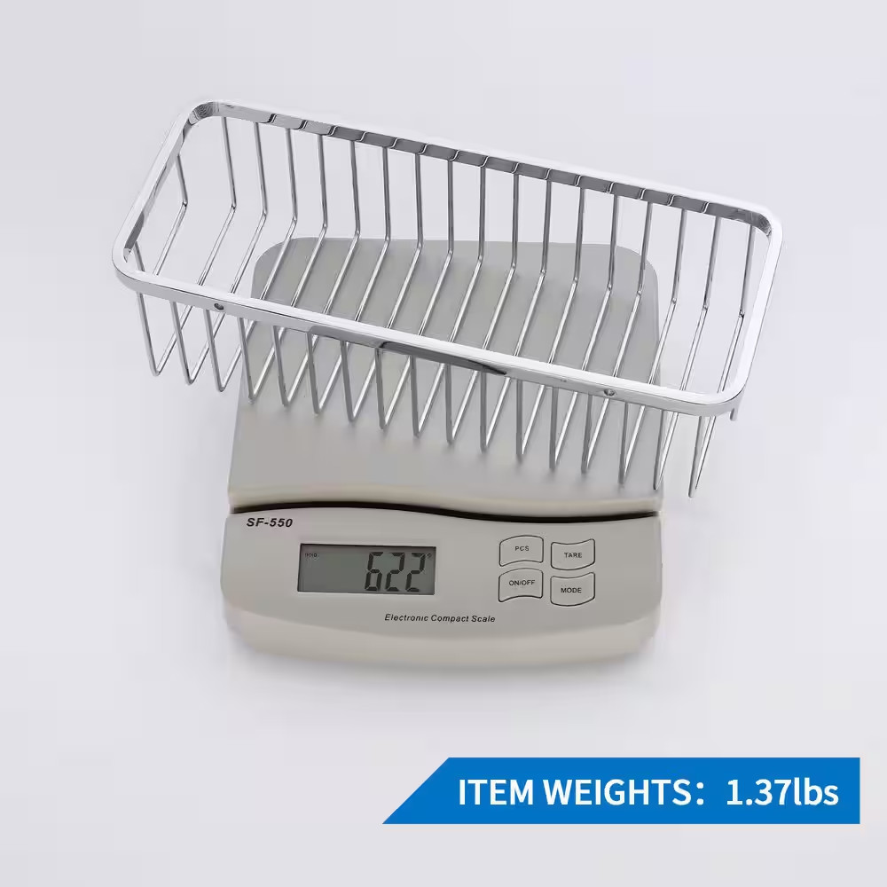 2 Pack Wall Mounted Rectangle Shower Caddy Shower Basket with 2 Detachable Hooks