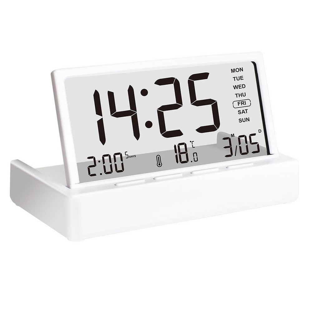 Desktop Electronic Alarm Clock with Transparent Display Temperature Date Week