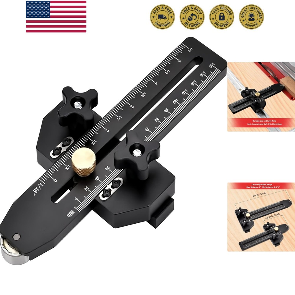 Precision Thin Rip Jig for Table Saws - Micro-Adjustable Woodworking Guide fo...