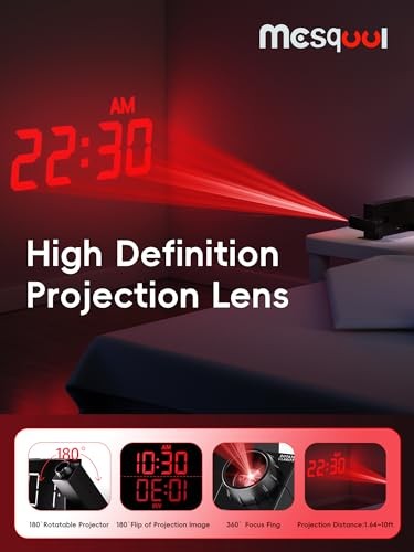 Digital Projector Alarm Clocks with Projection White Digits; Red Projection