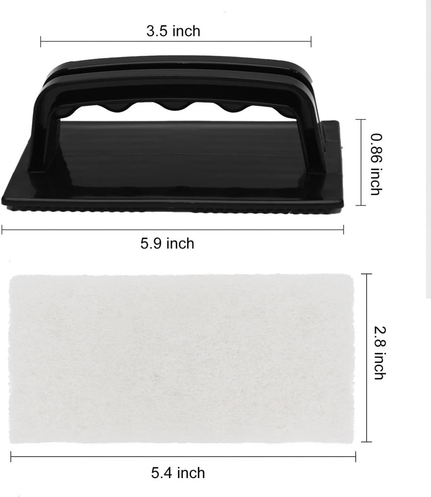 Handled Scrubber Set, Non-Scratch Bathroom Scrubbing Pads, Bathtub Scrubber with