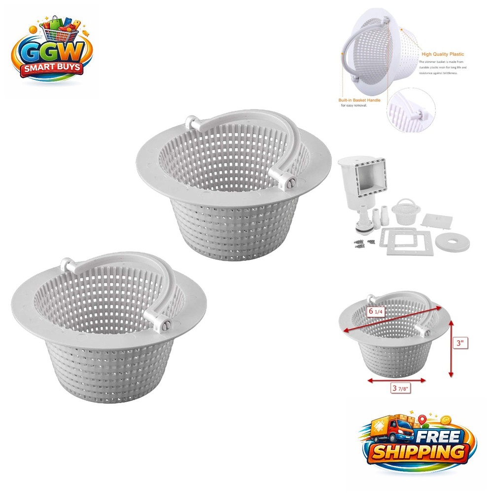 Durable White Plastic Thru-Wall Skimmer Basket Set for Above-Ground Pools
