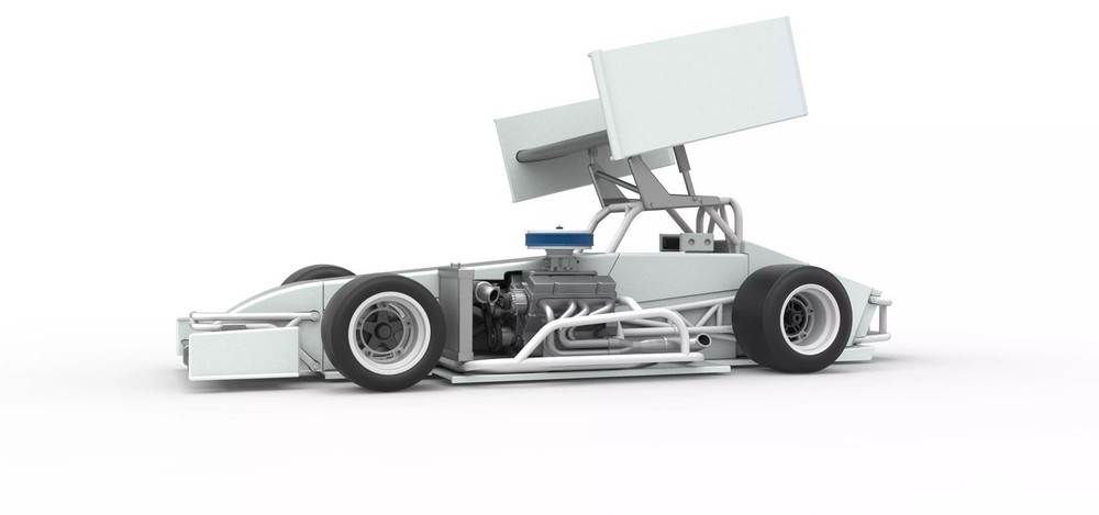 3D Printed Super Modified Front Engine Winged Race Car In 1/25 Scale