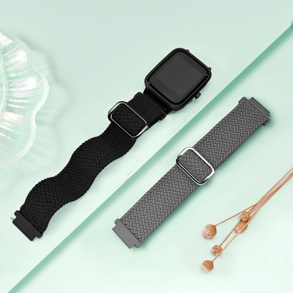 2-Pack 22mm Soft Elastic Straps for Smartwatches - Adjustable & Breathable Fit