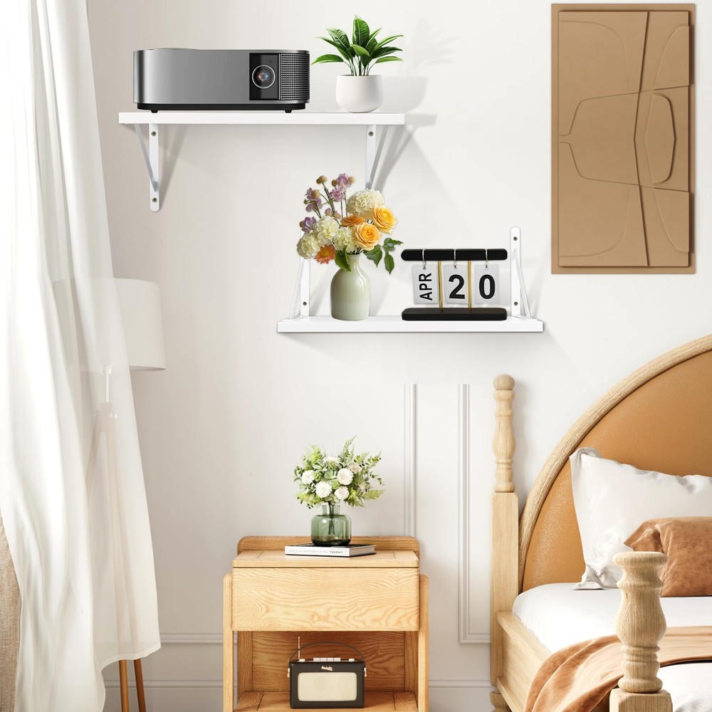 2 PCS Projector Wall Mount Shelf Deep Floating Rack Holder Modem Router Decor