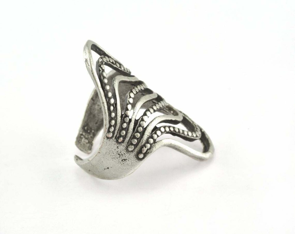 Waves Adjustable Antique Silver Plated Brass (19mm 9US inner size Adjustabl 3368