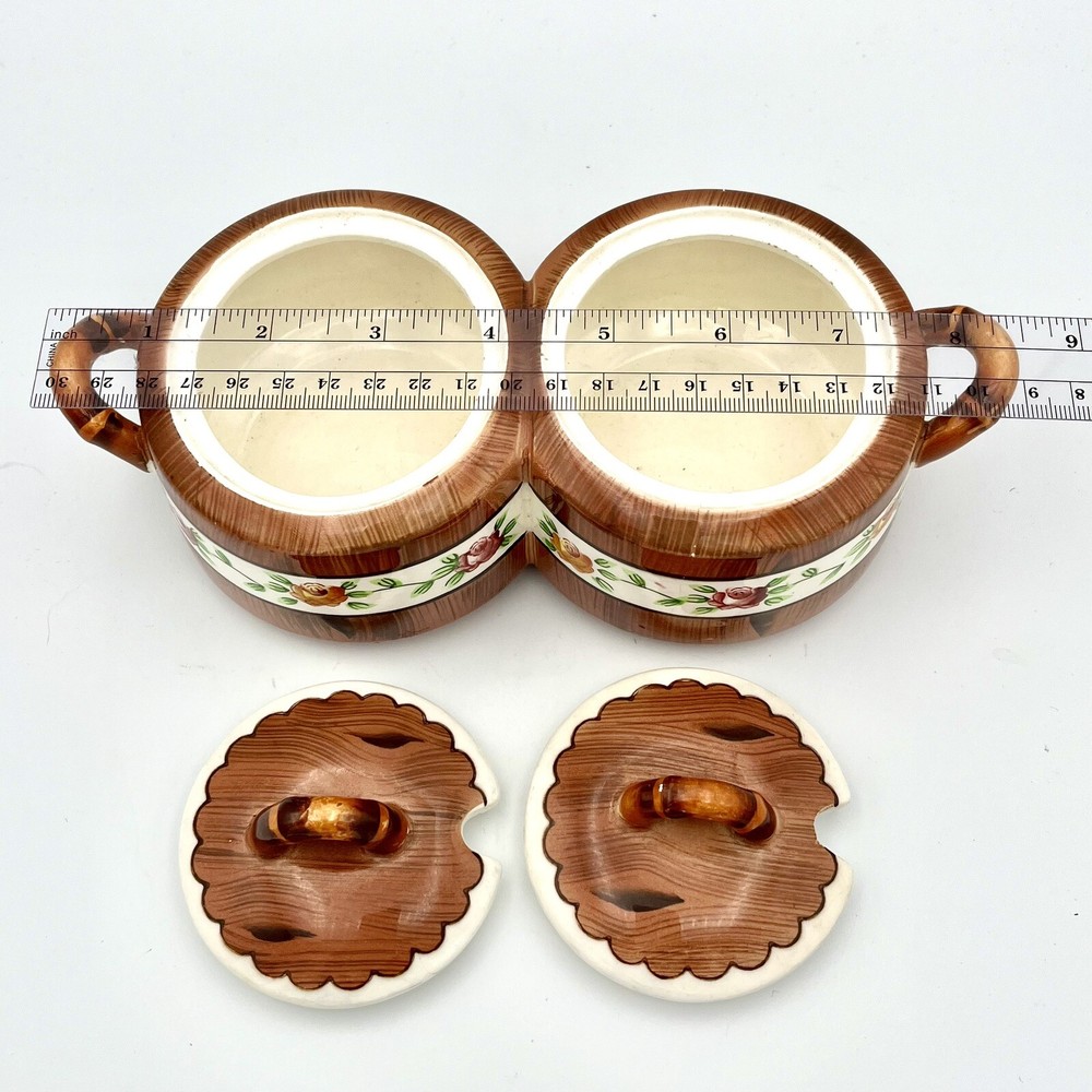 Vntg Orchard Ware Lidded Condiment Caddy/Server Hand Painted