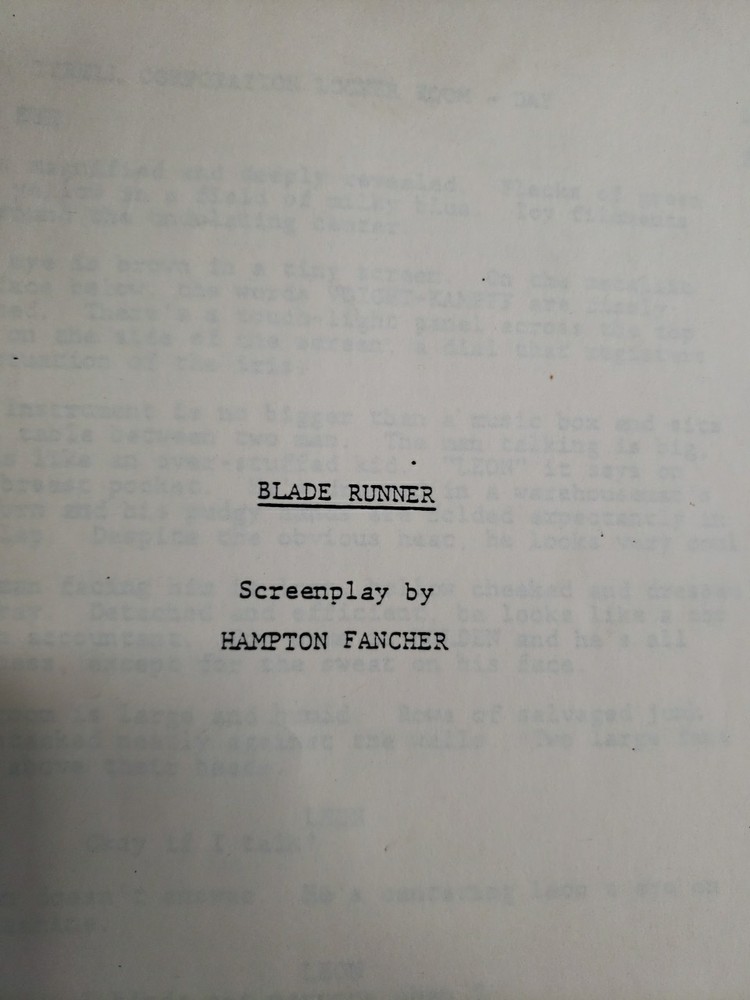 AN EARLY SCRIPT FROM "BLADE RUNNER." WARNER BROS. July 1980 Ridley Scott
