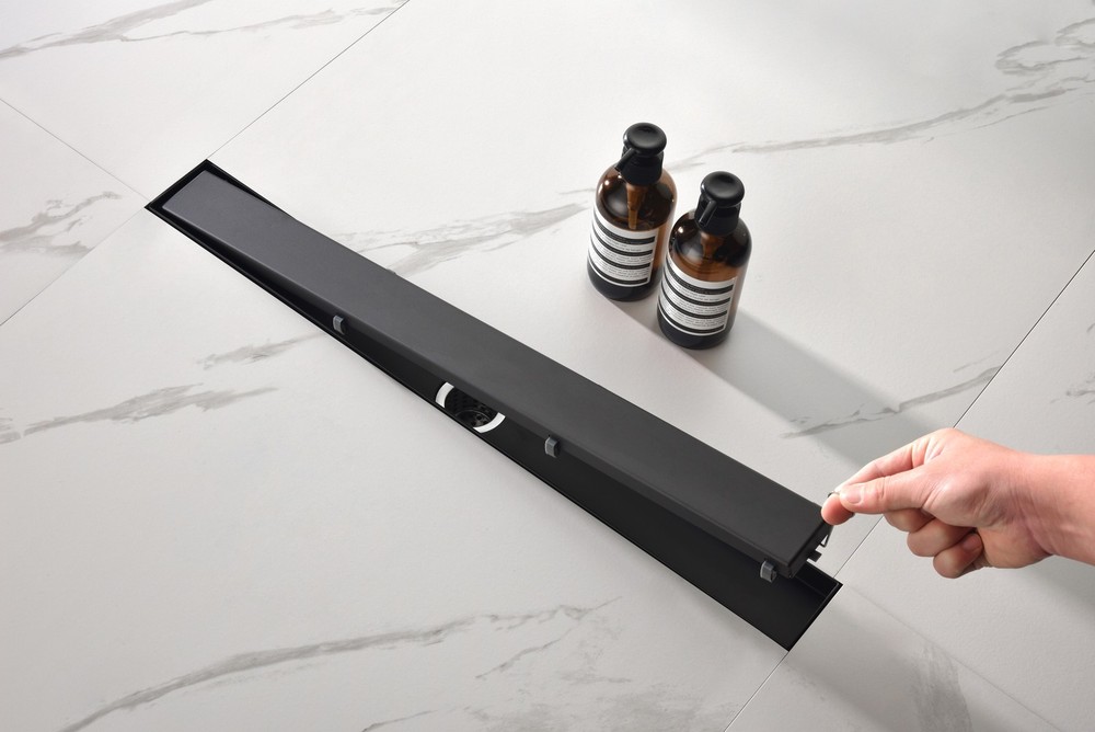 Linear Shower Drain with Removable Quadrato Pattern Grate, 304 Stainless
