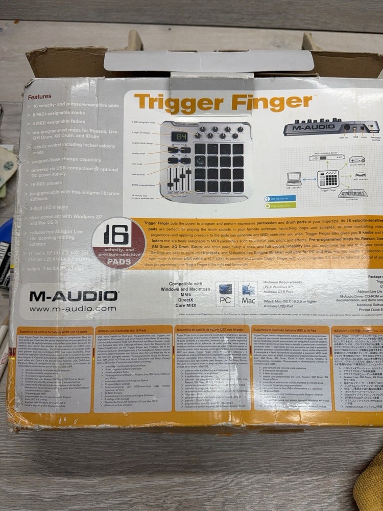 M-Audio Trigger Finger USB 16-pad MIDI Drum Control Surface No Power Cord