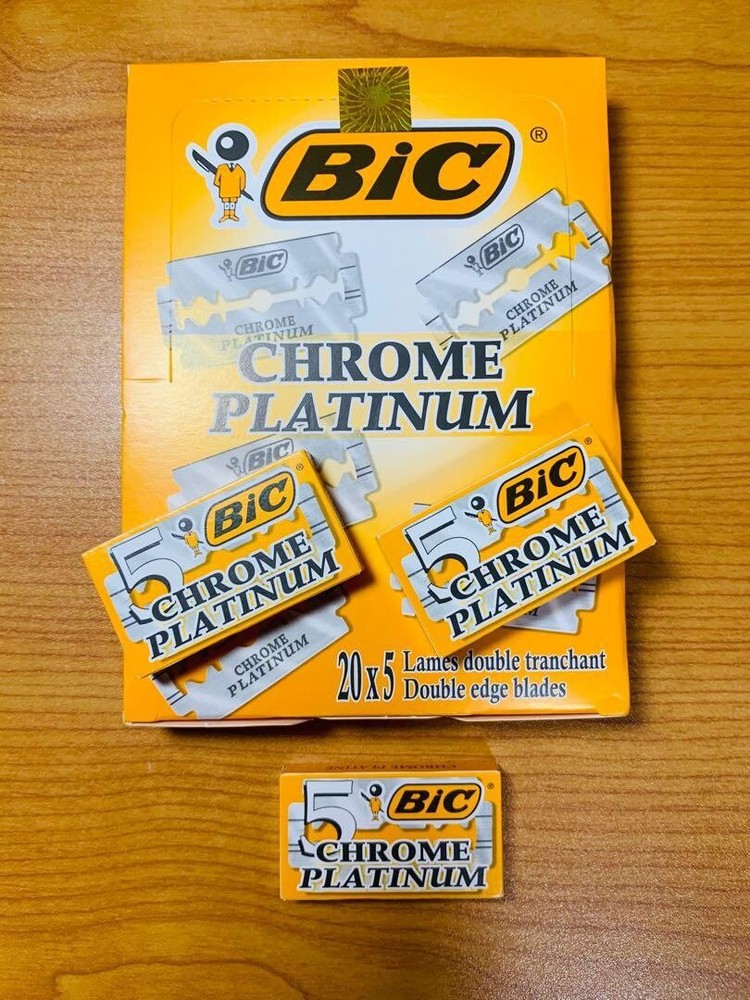 BIC Chrome Platinum Double Edge (DE) Razorblade - 100 Blades
