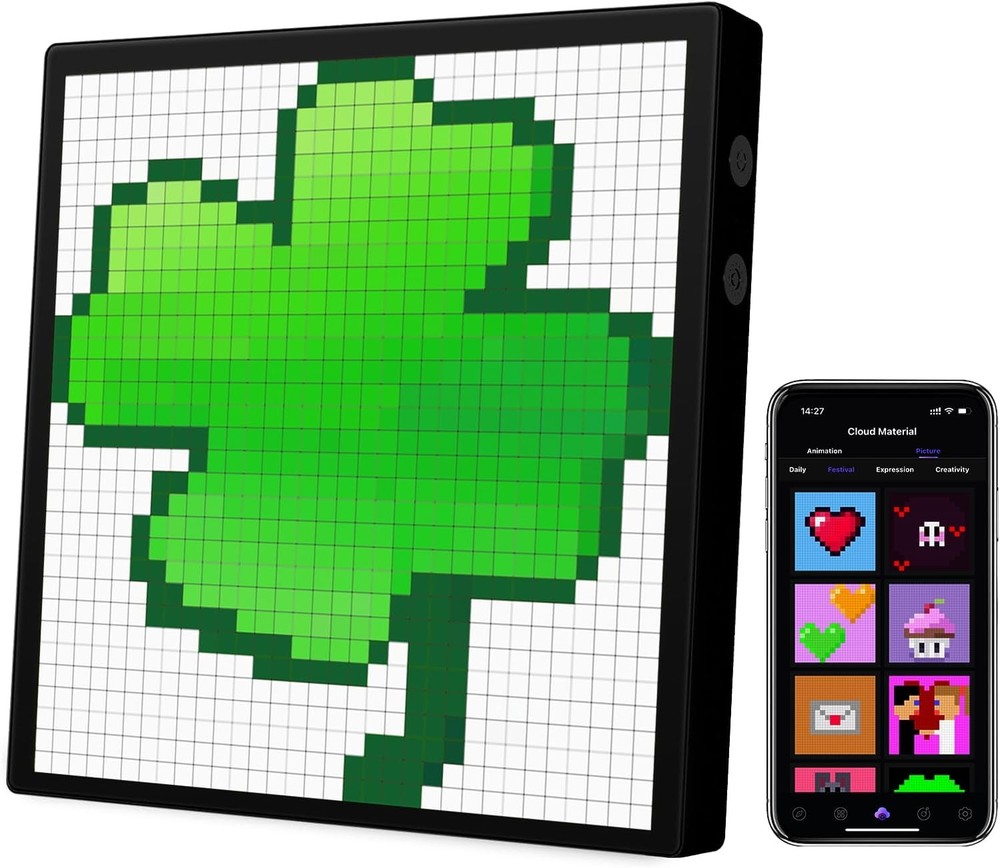 LED Pixel Display, 32x32 Programmable Art Display Pixel-32*32, Black