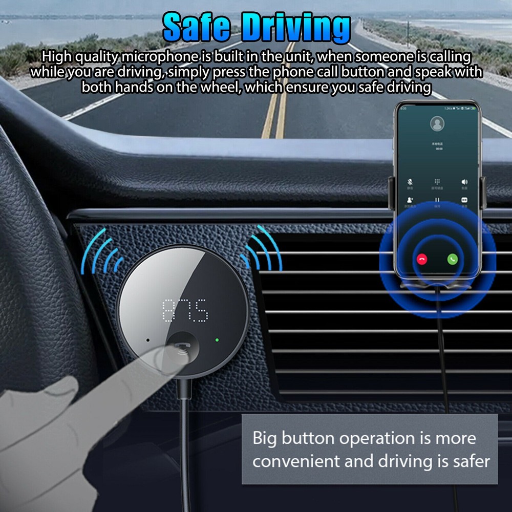 Plug&Play USB Bluetooth Wireless Car FM Transmitter Aux Stereo Audio Receiver E