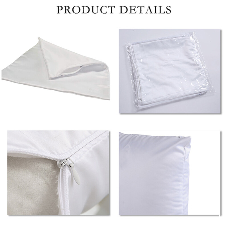 4Pcs 16" Polyester Sublimation Blank Pillow Case White Zippered Cushion Cover