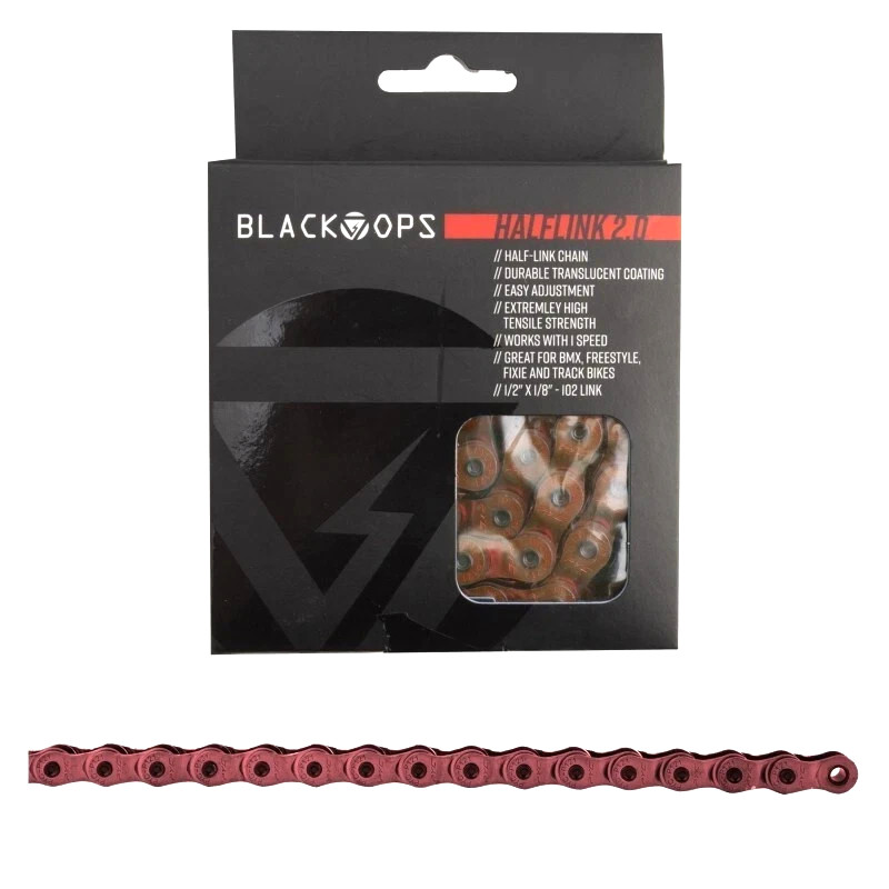 Black Ops Half Link 2.0  Translucent Red Solid Pin BMX  Chain  1/2 x 1/8