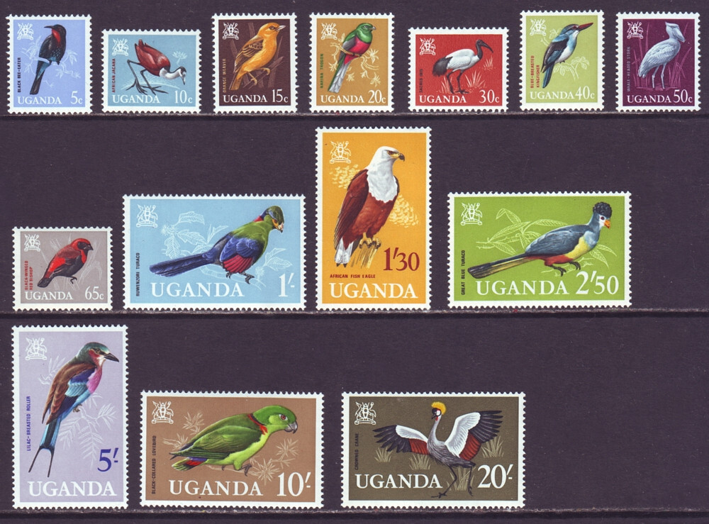 Uganda 1965 SC 97-110 MNH Set Bird