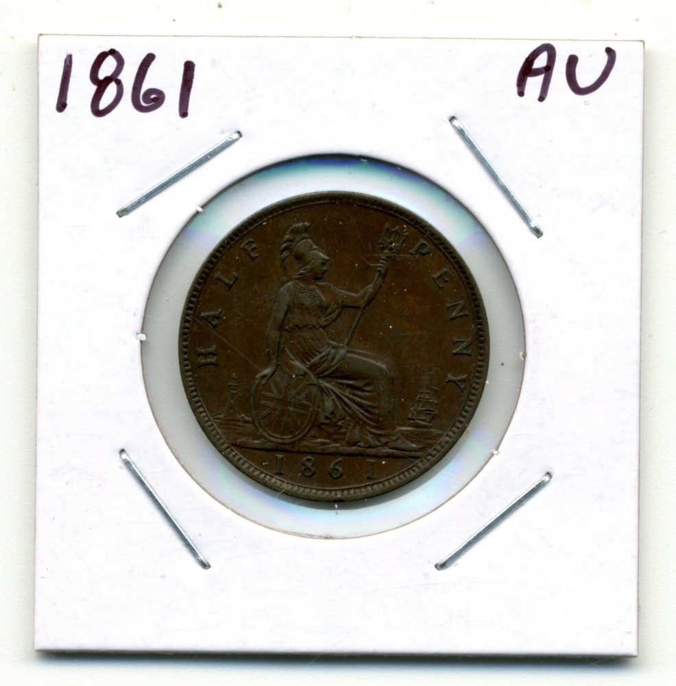 Great Britain. Half Penny. 1861 About Uncirculated much red