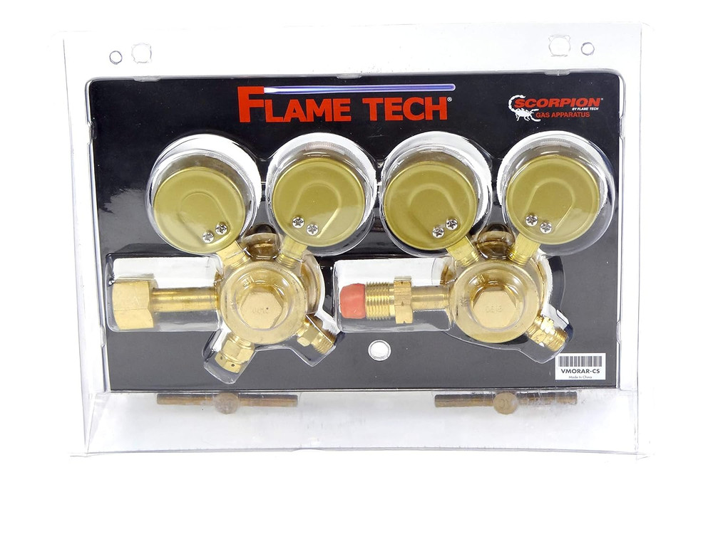 Flame Tech Oxy-Fuel Medium Duty Regulator Set, Solid Forged Brass, Easy-To-Turn