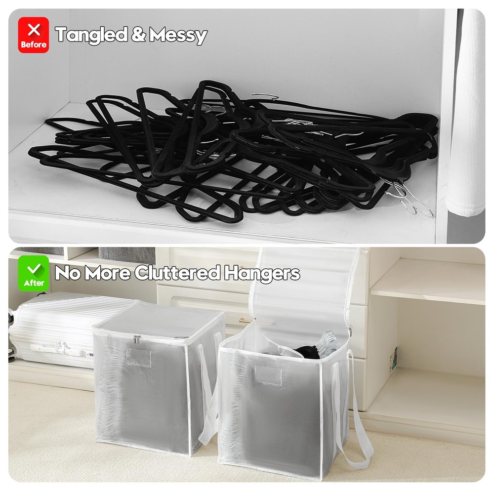 2Pack Large Clothes Hanger Organizer Bag Lid Handles Dustproof 2 Compartment