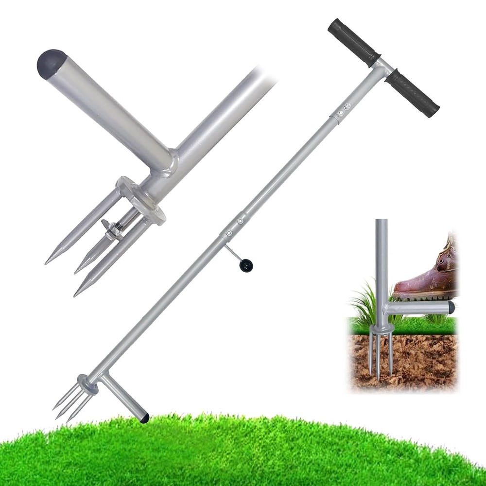 LEHDE Stand Up Weed Puller Tool - Remover for Garden - Silver