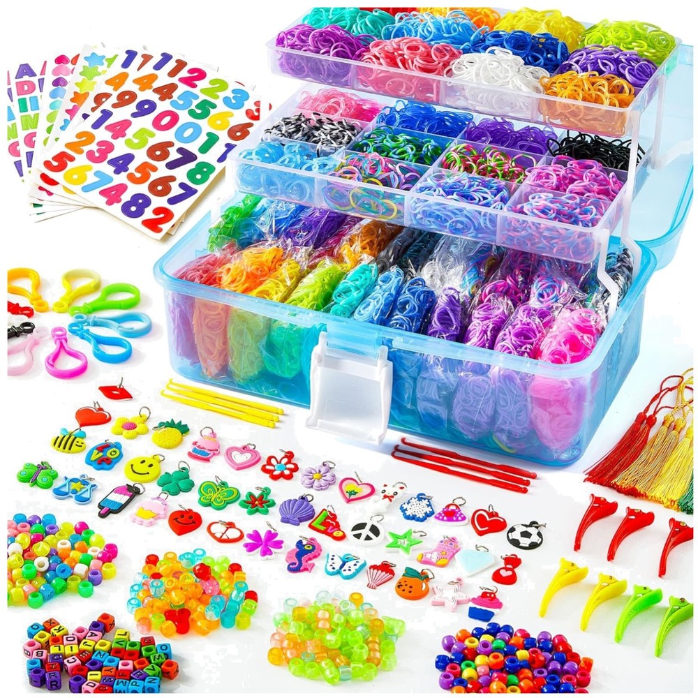 17500+ Rubber Bands Set with Blue Container