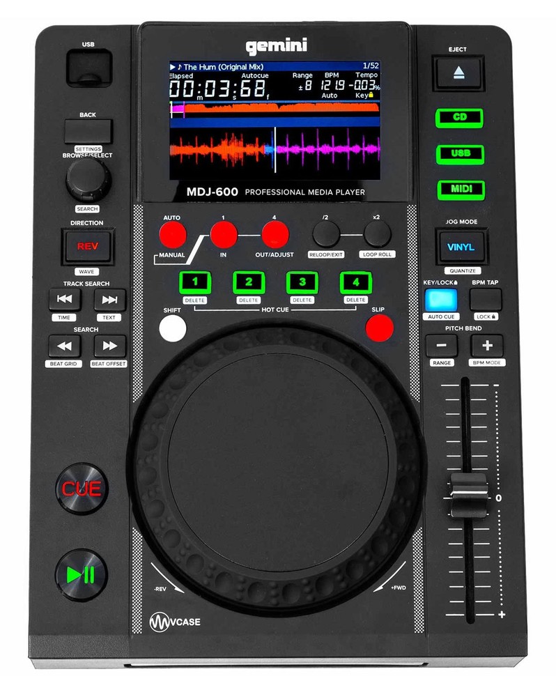 Gemini MDJ-600 USB/CD Media Player DJ MIDI Controller+Battery Par Light