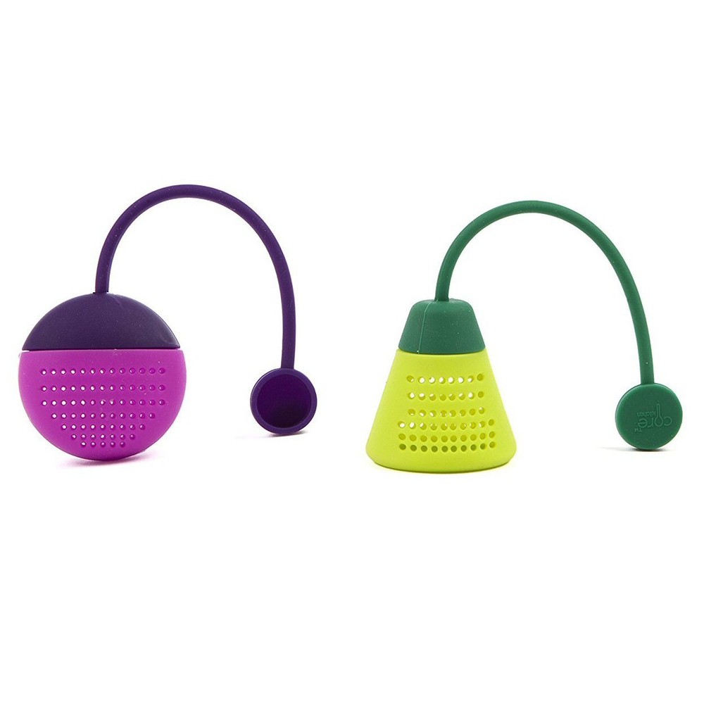 Core Kitchen Essential Silicone Tea Infuser / Steeper - Set of 2 (Lime/Magenta)