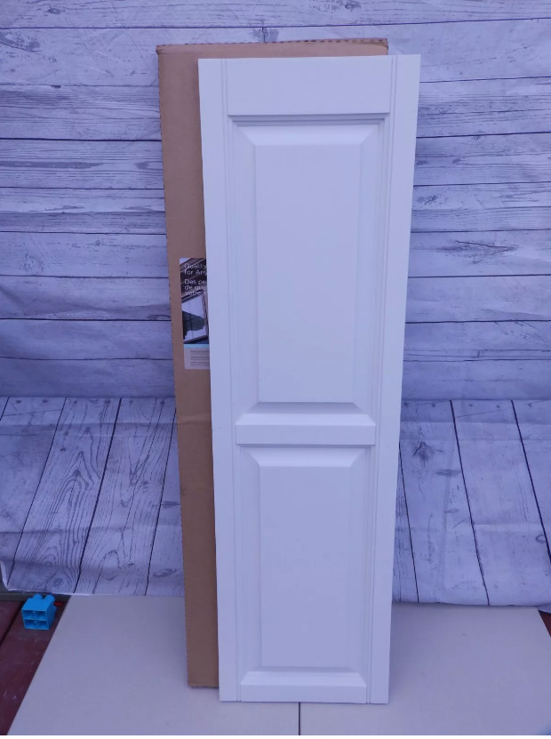 15" x 51" PLYGEM Raised Panel Board Window Shutters Pair In White Polypropylene