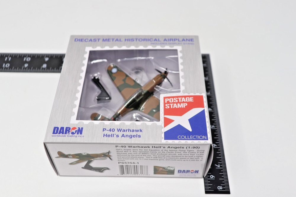 P-40 War Hawk Scale 1:90 Hell's Angels 3rd Squadron Daron Die Cast Postage Stamp