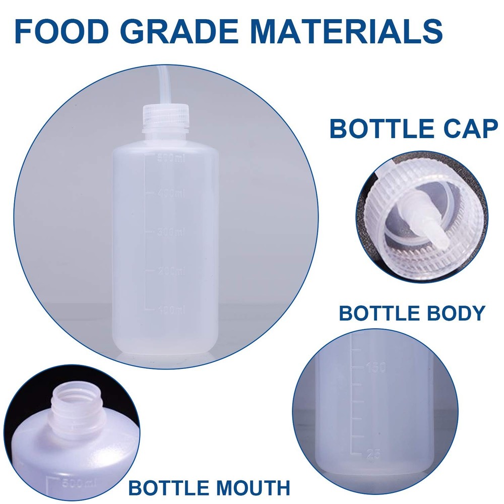 Wash bottle, 3 Pack LDPE Squeeze Bottles, Safe Plastic Low Density Polyethyle...