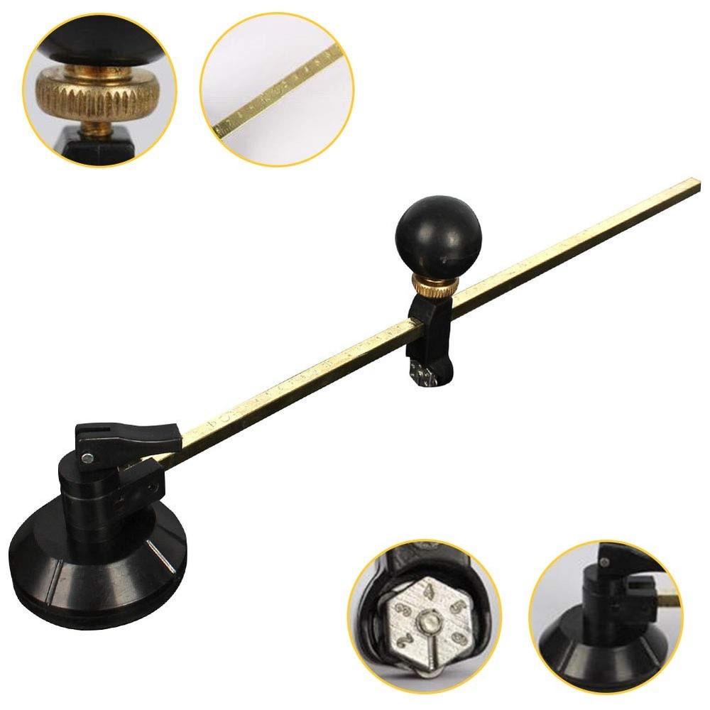 Adjustable Glass Circle Cutter Tool with Suction Cup and Round Handle