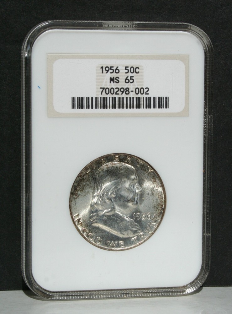 1956 NGC MS65 Franklin silver half dollar with peripheral toning