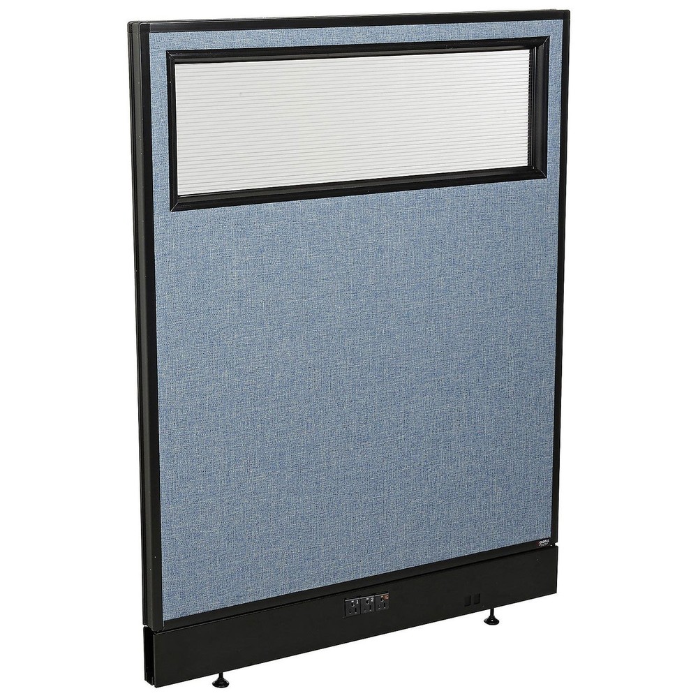 36-1/4"W x 46"H Electric Office Partition Panel with Partial Window Blue