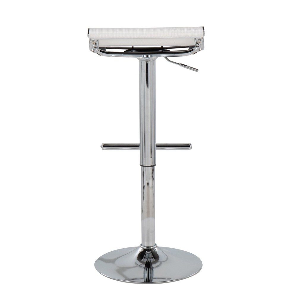 Mirage Ale Contemporary Adjustable Bar Stool in Chrome and White Mesh by