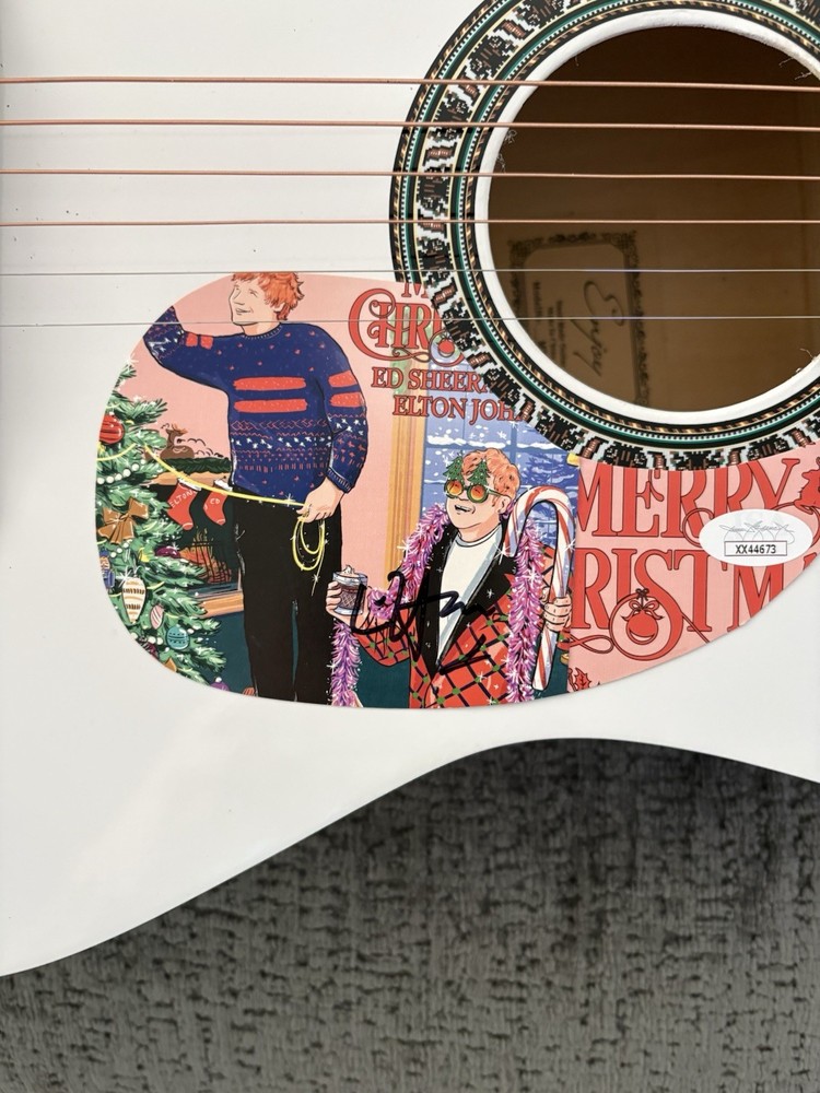 Elton John Signed White Acoustic Guitar AUTO JSA