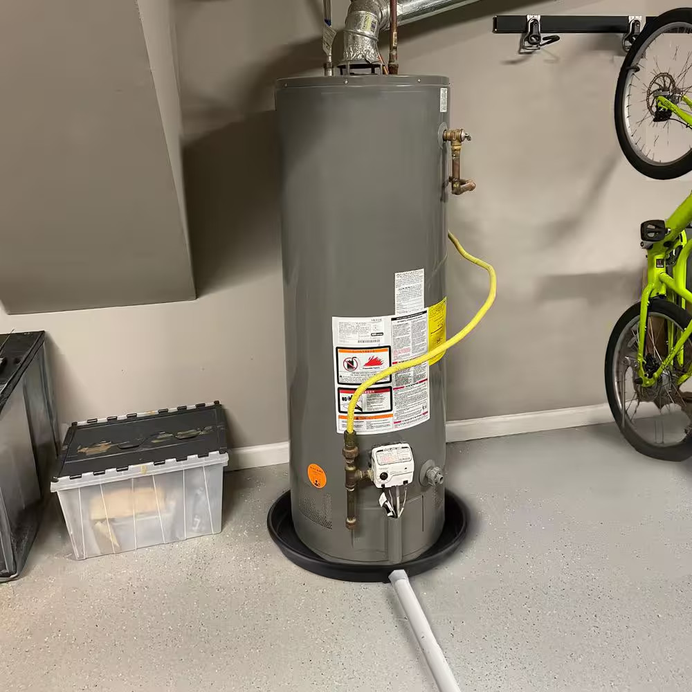 24 In. Plastic round Water Heater Drain Pan with PVC Fitting