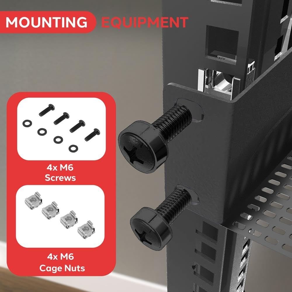 Server Rack Shelf 1U 2 Pcs Vented Cantilever Tray for Air Circulation