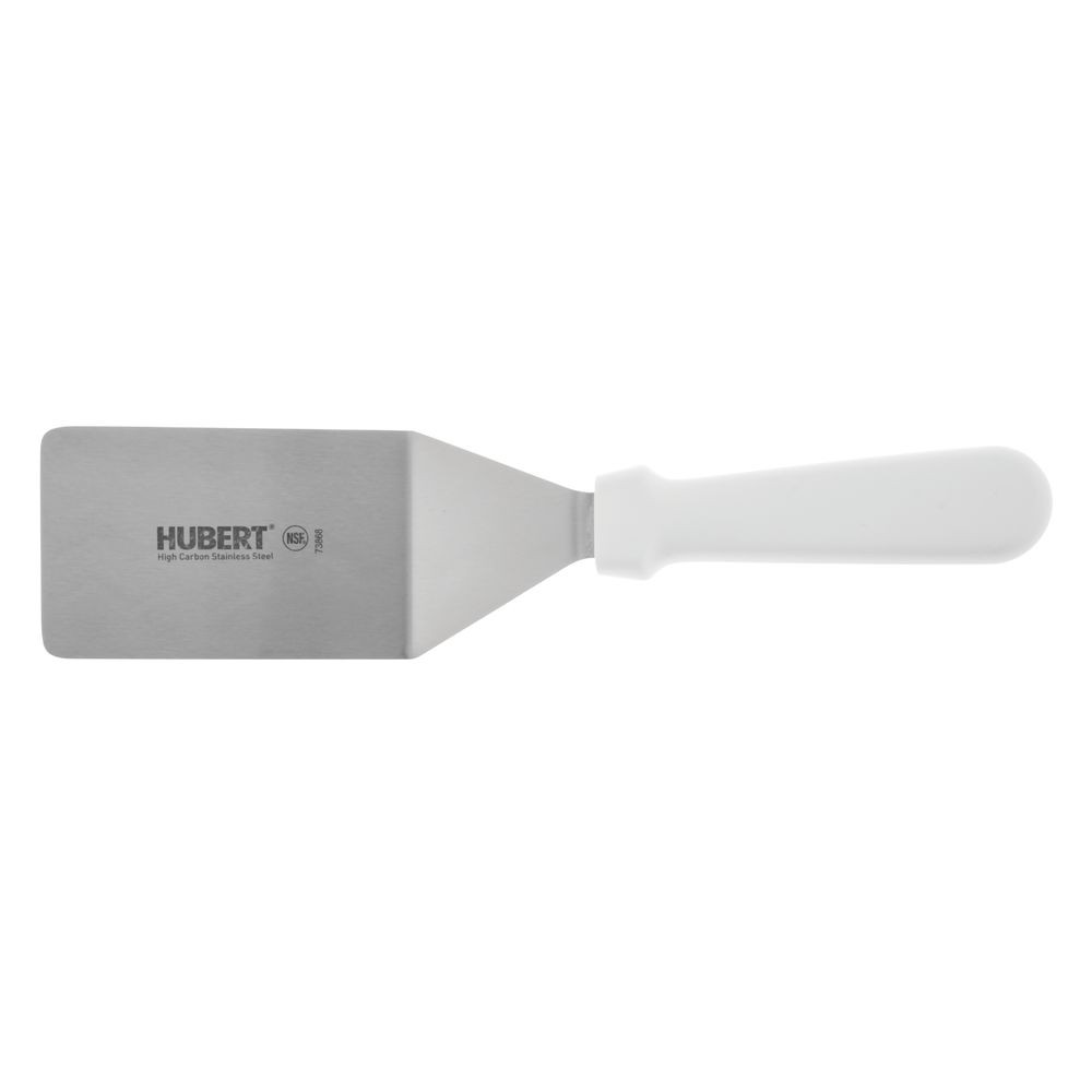 HUBERT Stainless Steel Solid Turner with White Polypropylene Handle - 4"L Blade