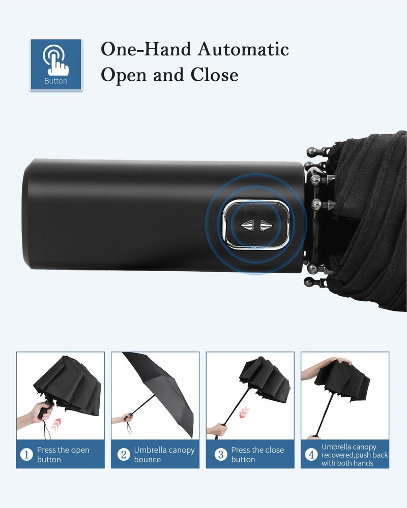 Travel Umbrella Windproof Compact Automatic Wind Resistant Folding Lightweight