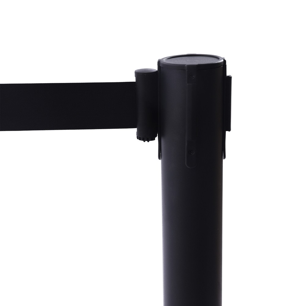 4Pcs Crowd Control Barrier Queue Poles Black Retractable Belt Stanchion Posts