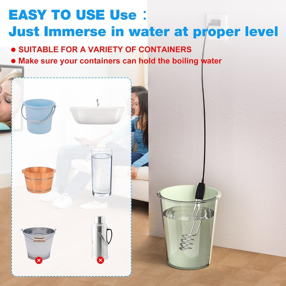 1000W-110V Immersion Water Heater,Water Heater Electric,10In Portable Electric I